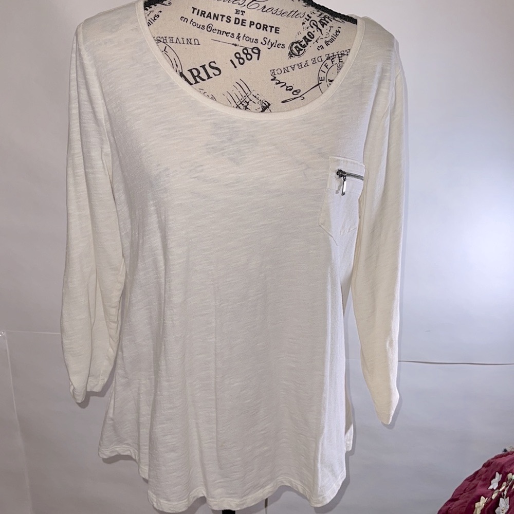 Sonoma life style white with 3/4 roll tab up sleeves.